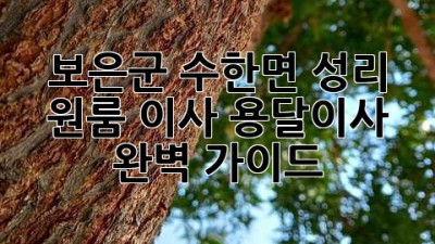 보은군 수한면 성리 원룸 이사, 용달이사 완벽 가이드!